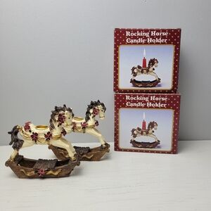 Holiday Rocking Horse Candle Holders Set Of 2